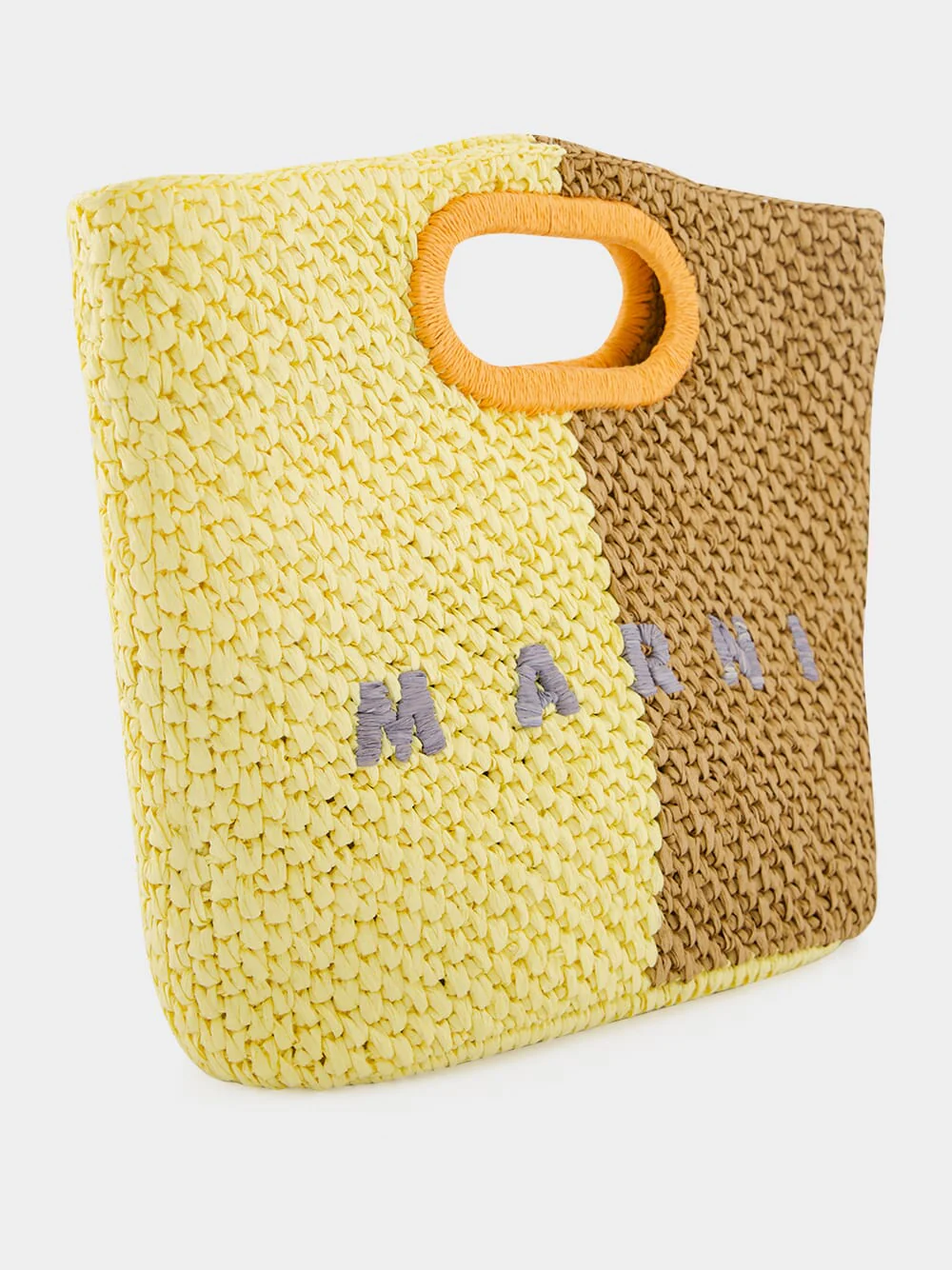 Yellow and Brown Paper Raffia Seaside Bag - Image 4