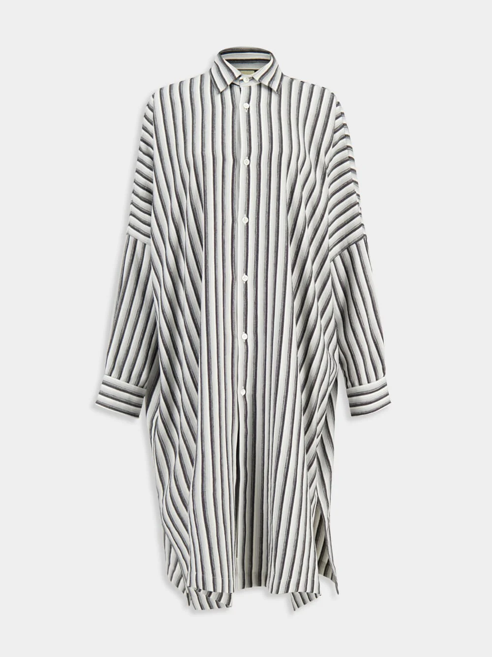 Black and White Stripe 1 Long-Sleeved Shirt Dress