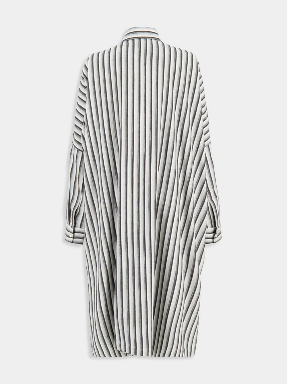 Black and White Stripe 1 Long-Sleeved Shirt Dress - Image 2