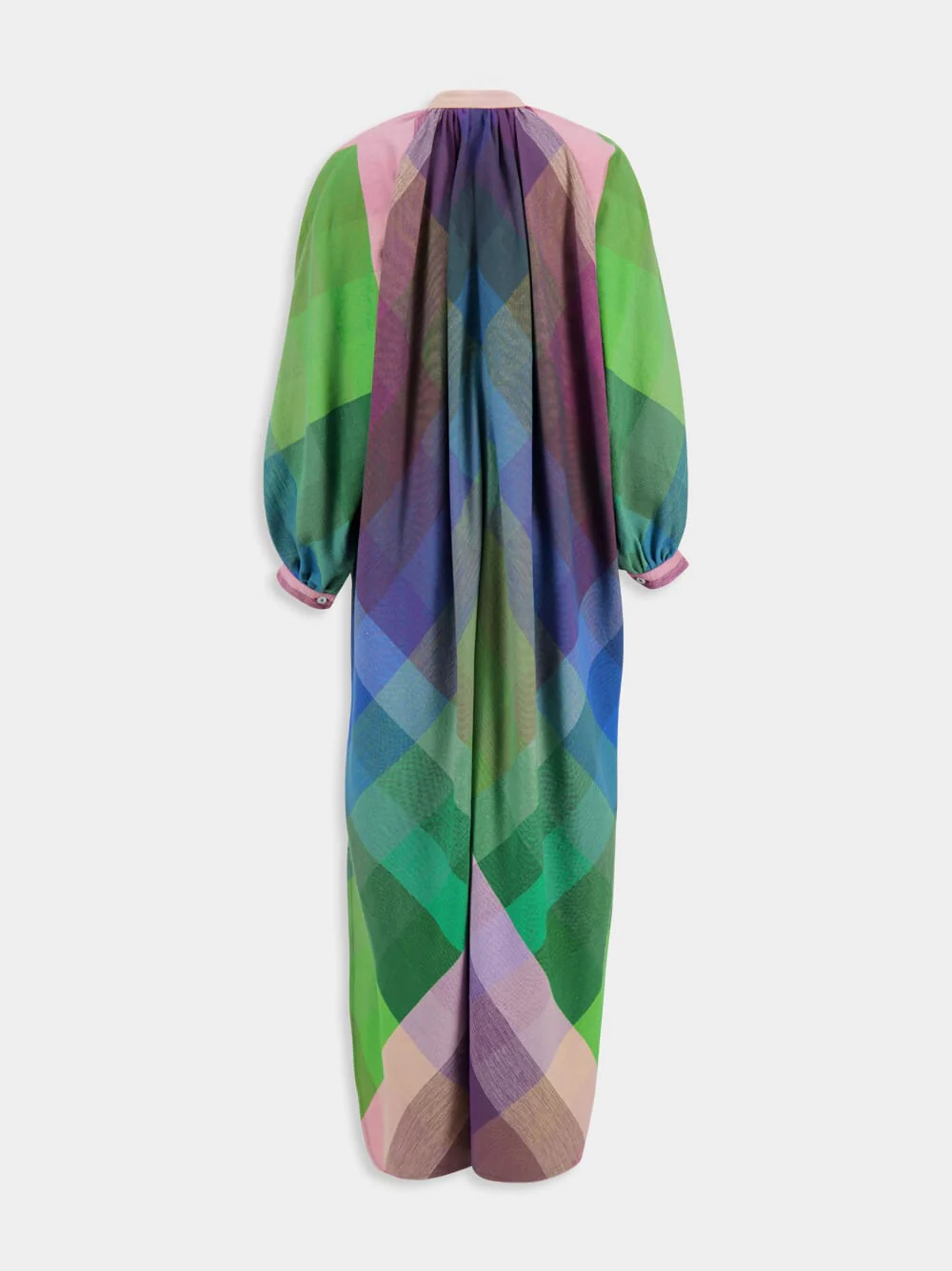 Plaid 112 Maxi V-Neck Touareg Cotton Dress - Image 2
