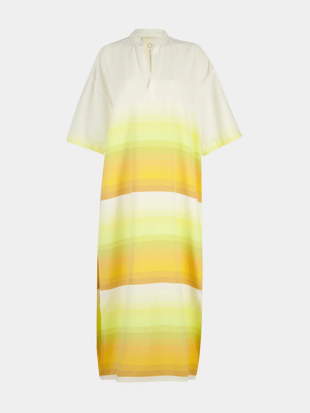 Stripe 38 Cotton V-Neck Midi Kaftan