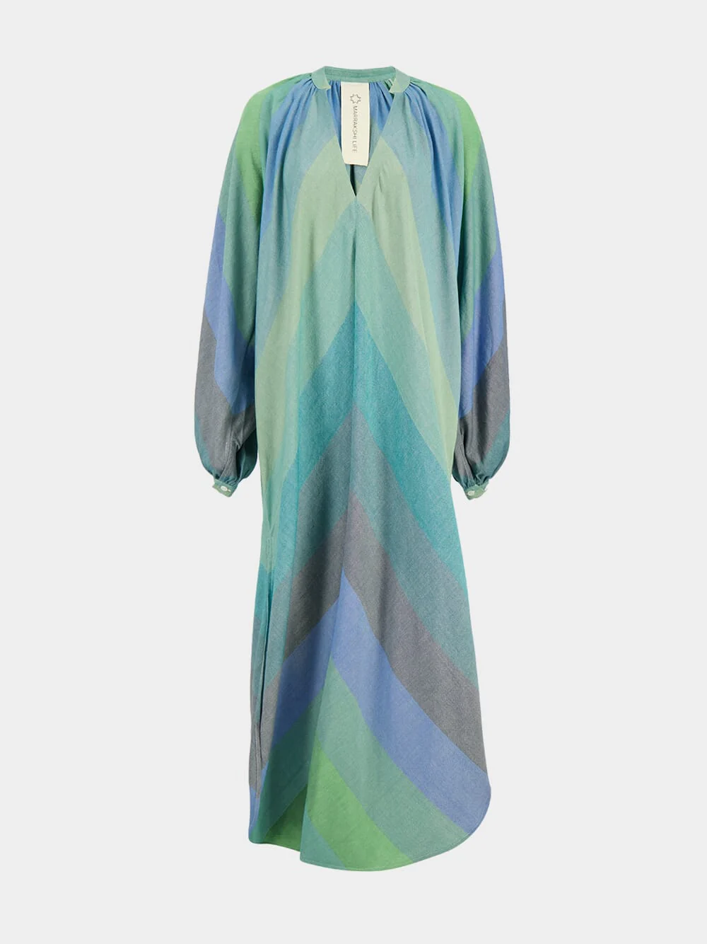 Stripe 52 The Touareg Cotton V-Neck  Dress Maxi