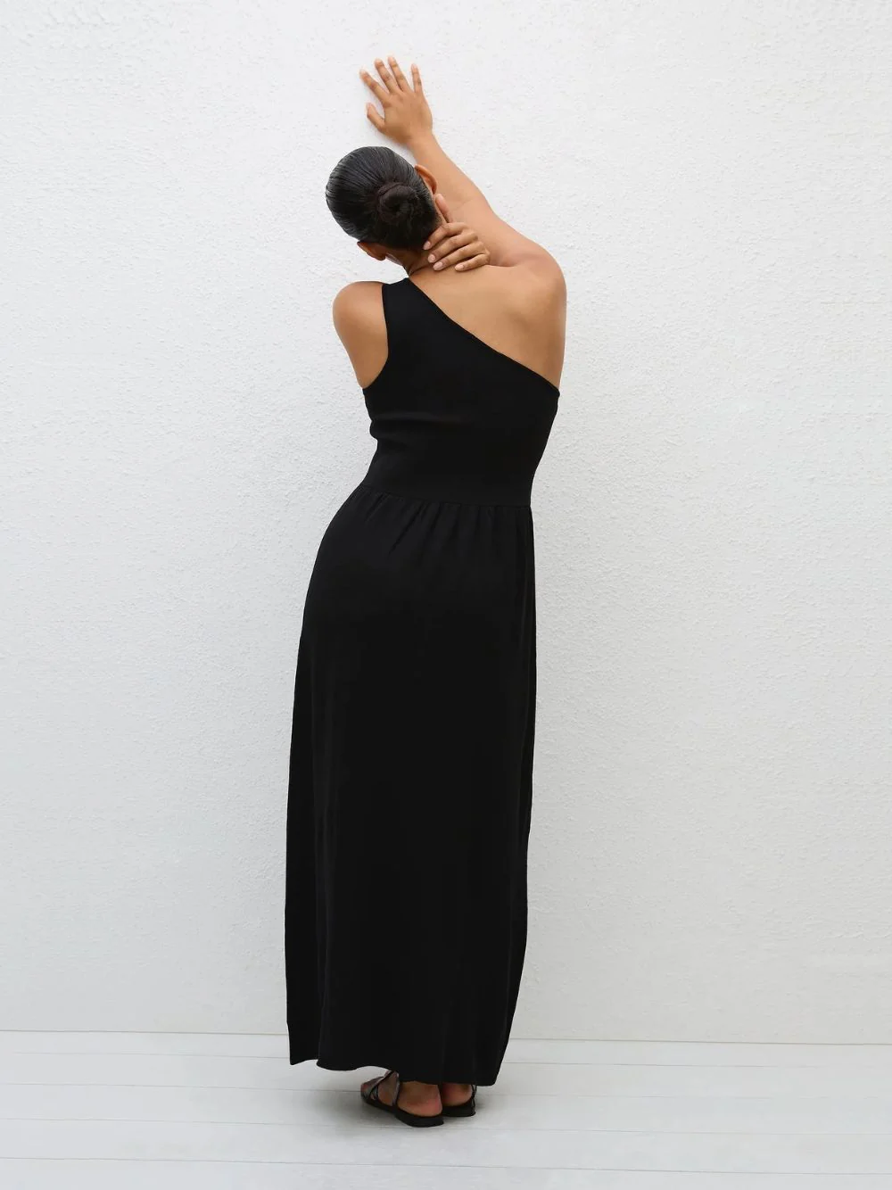 Black Asymmetric Knit Dress - Image 3