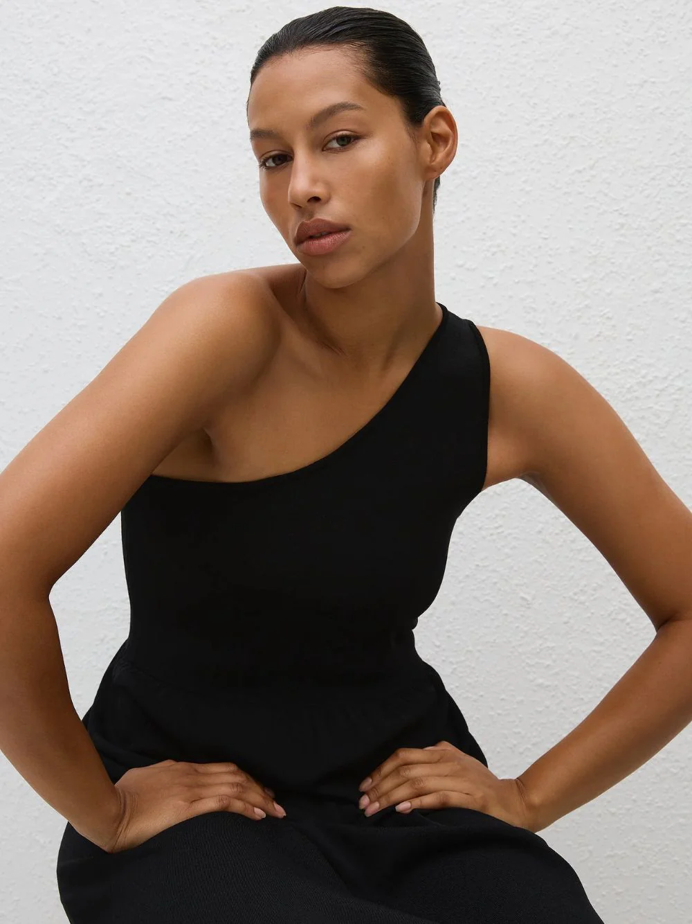 Black Asymmetric Knit Dress - Image 5