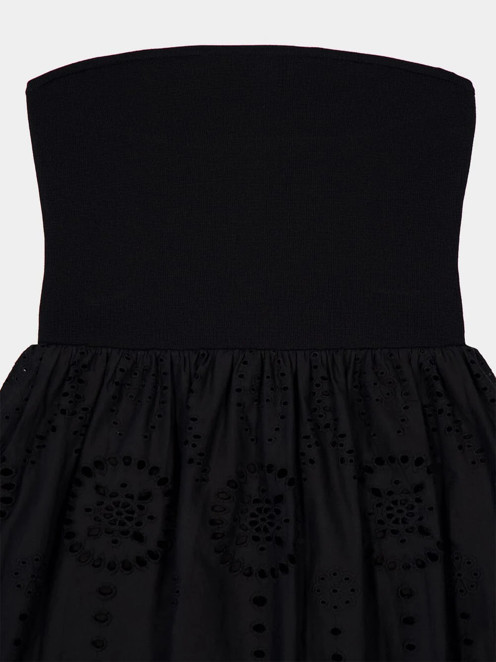 Black Strapless Knit and Broderie Dress - Image 6