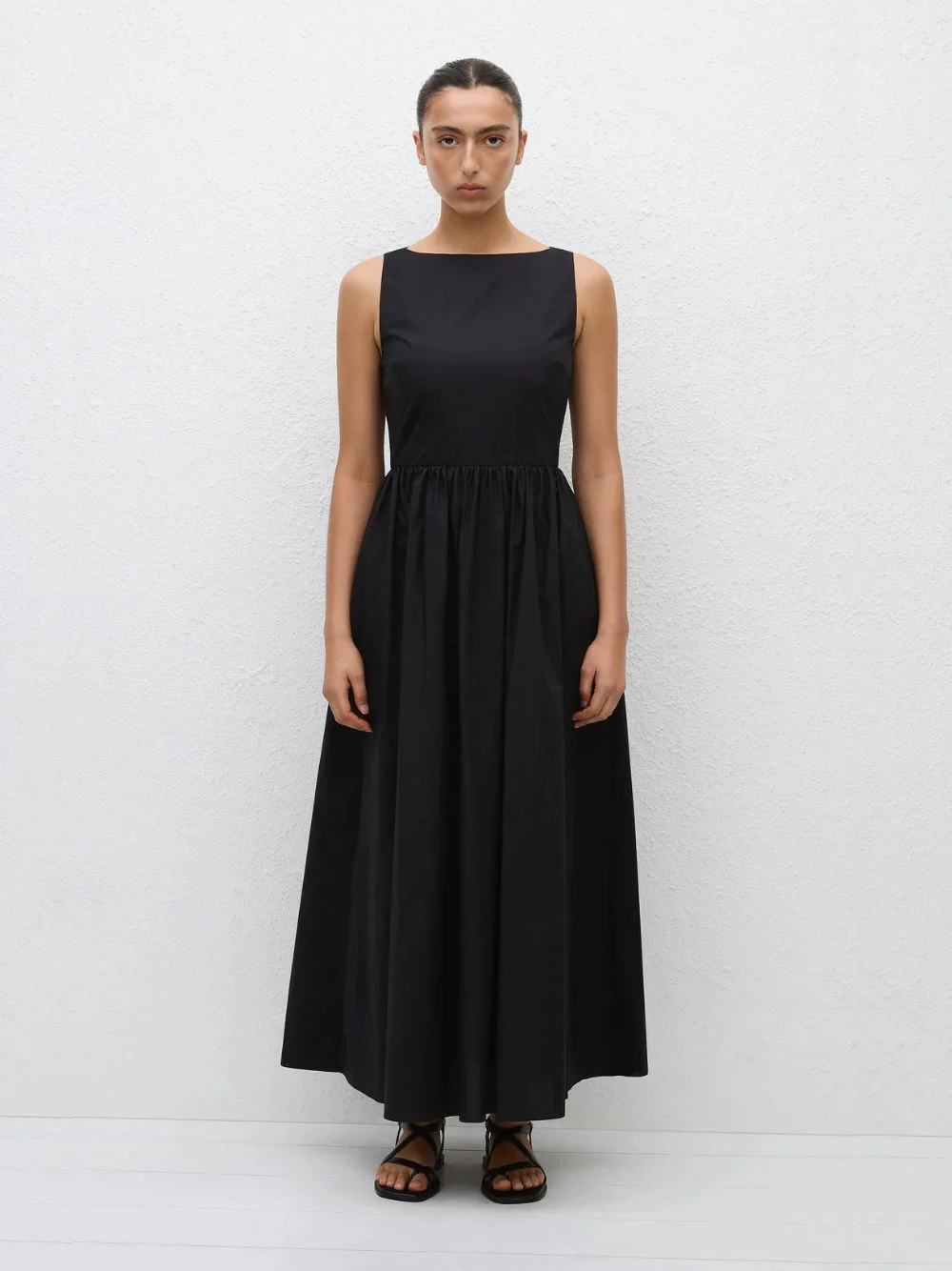 Black Tie Back Midi Dress