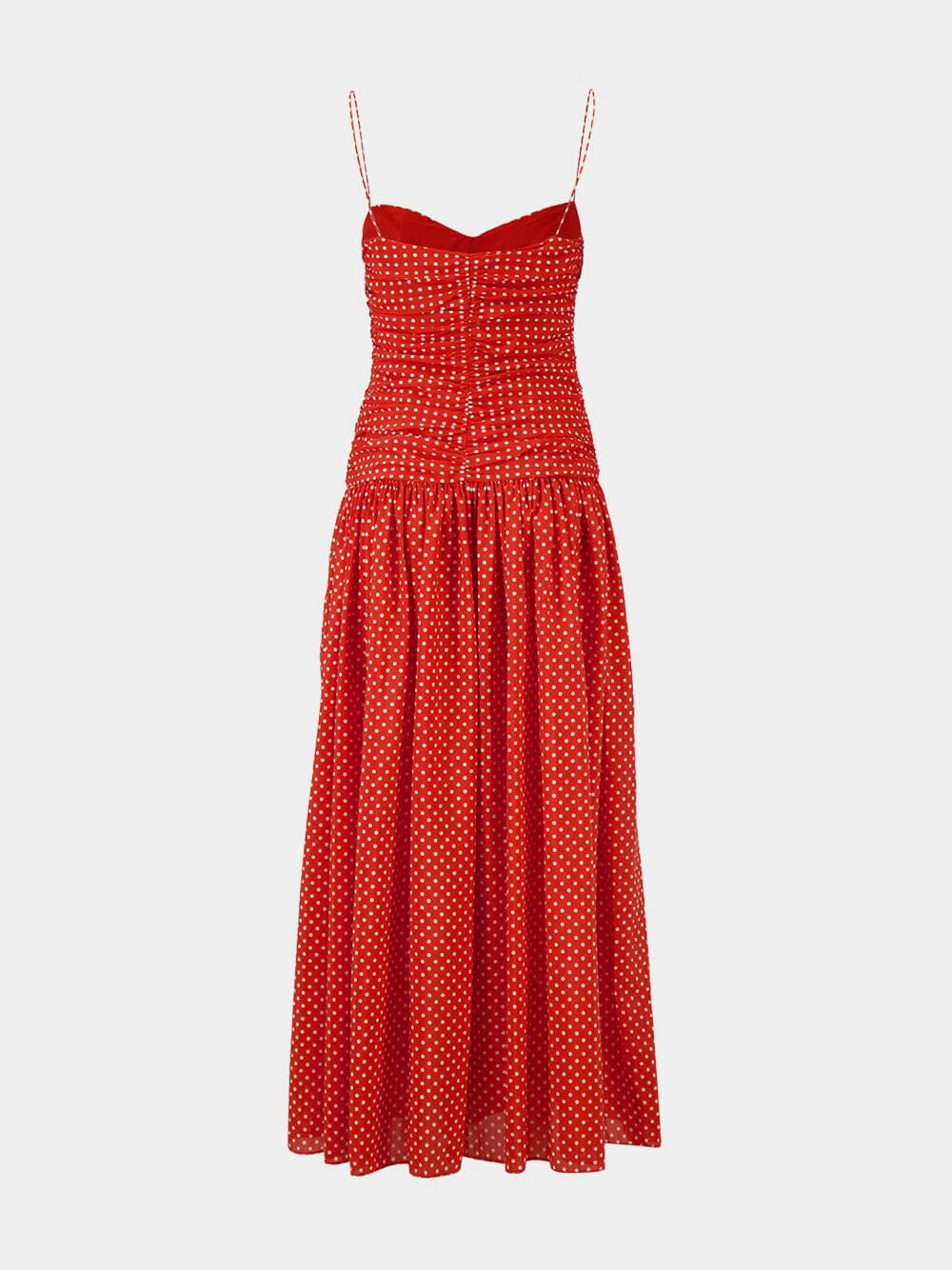 Tomato Polka Dot Gathered Drop Waist Dress - Image 3