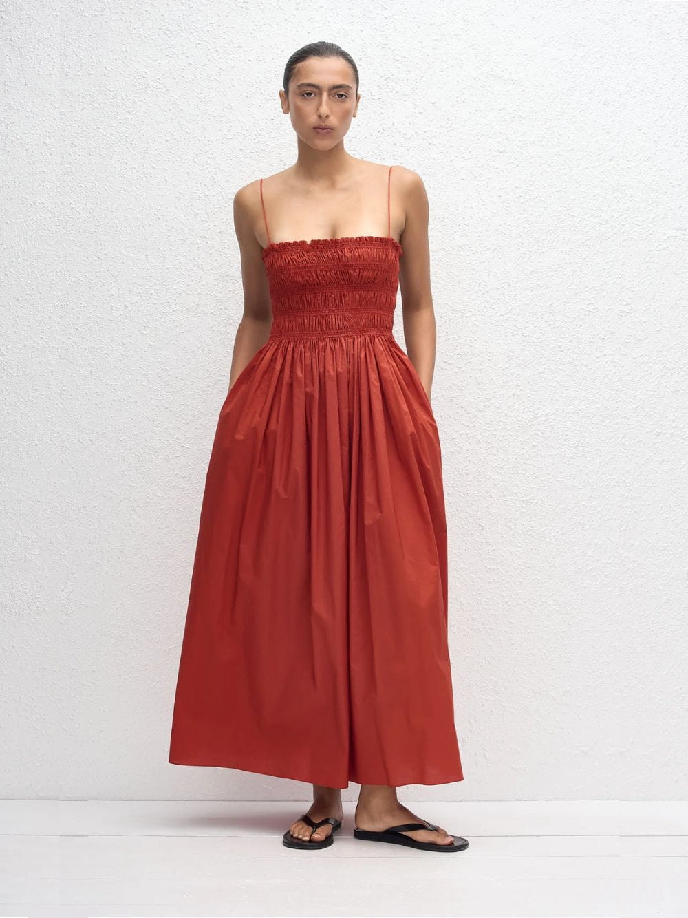 Tomato Shirred Bodice Midi Dress - Image 2
