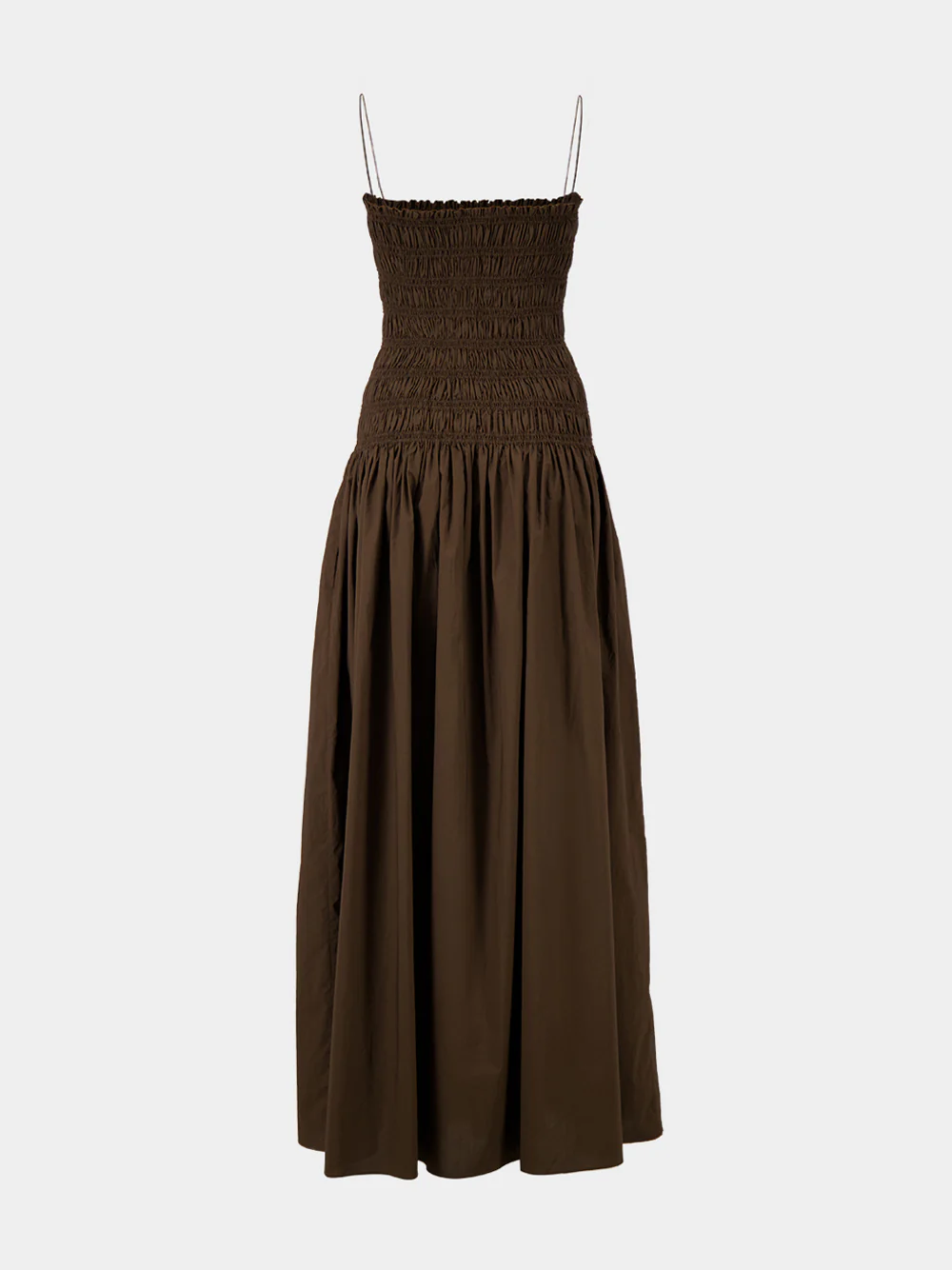 Chocolate Brown Shirred Maxi Dress - Image 2
