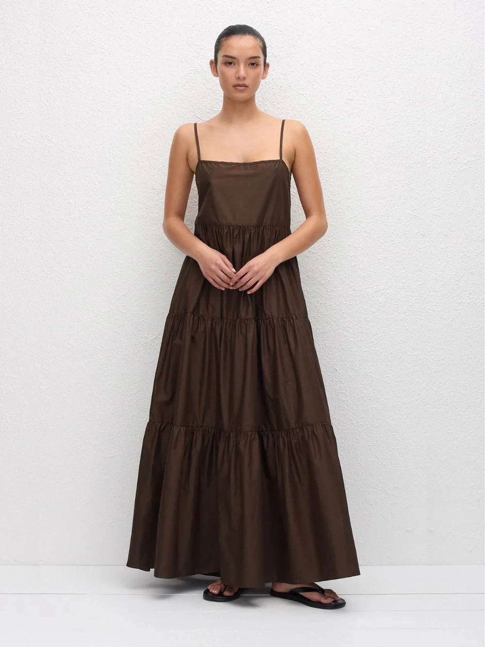 Chocolate Tiered Low Back Sundress