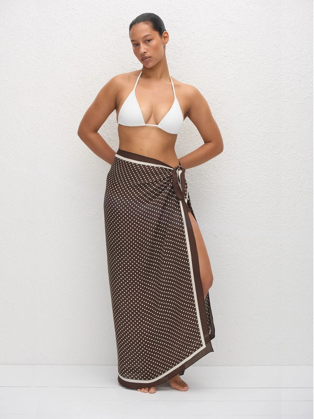 Polka Dot Chocolate Silk Sarong - Image 2