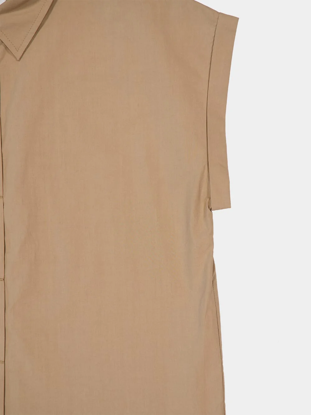 Stone Beige Relaxed Sleeveless Shirt - Image 5