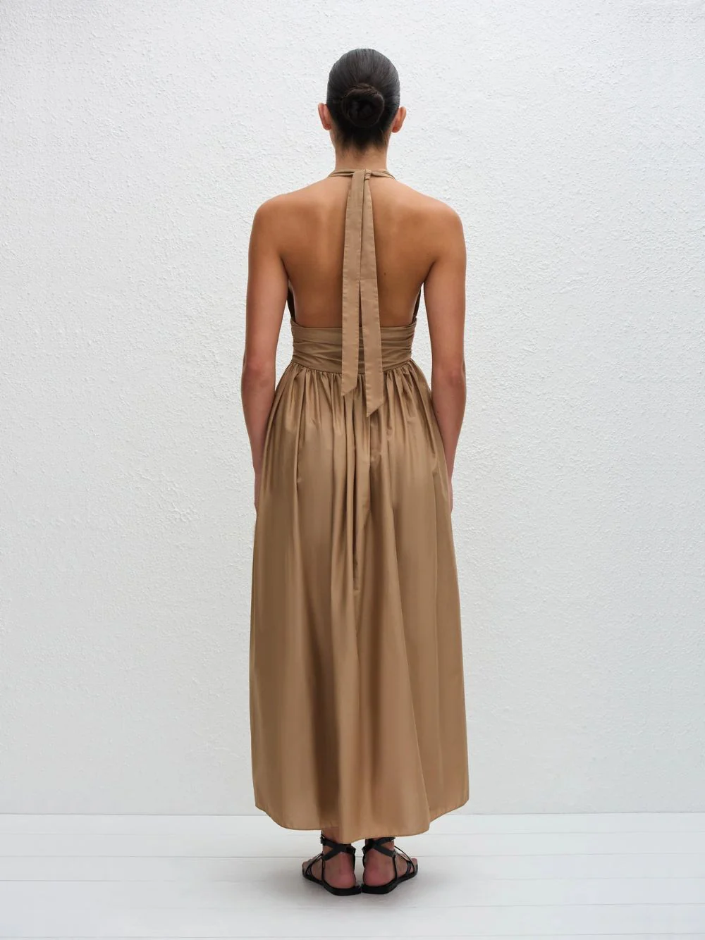 Stone Organic Cotton Plunge Halter Dress - Image 4