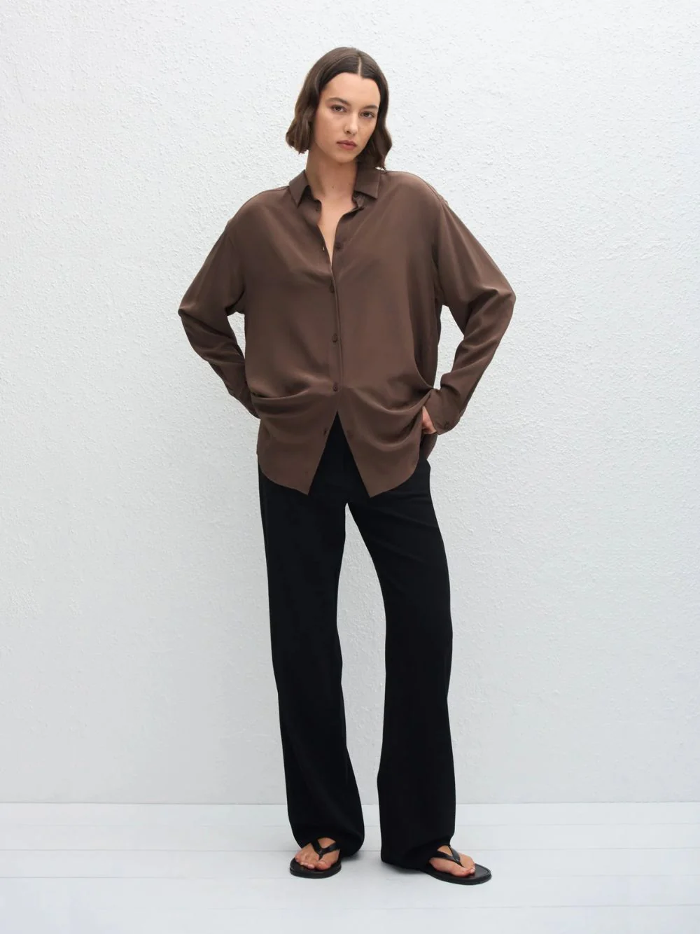 Truffle Long Sleeve Silk Shirt