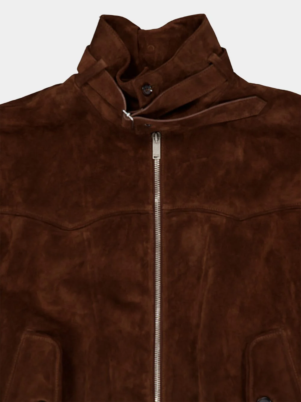Dark Brown Suede Blouson Jacket - Image 6