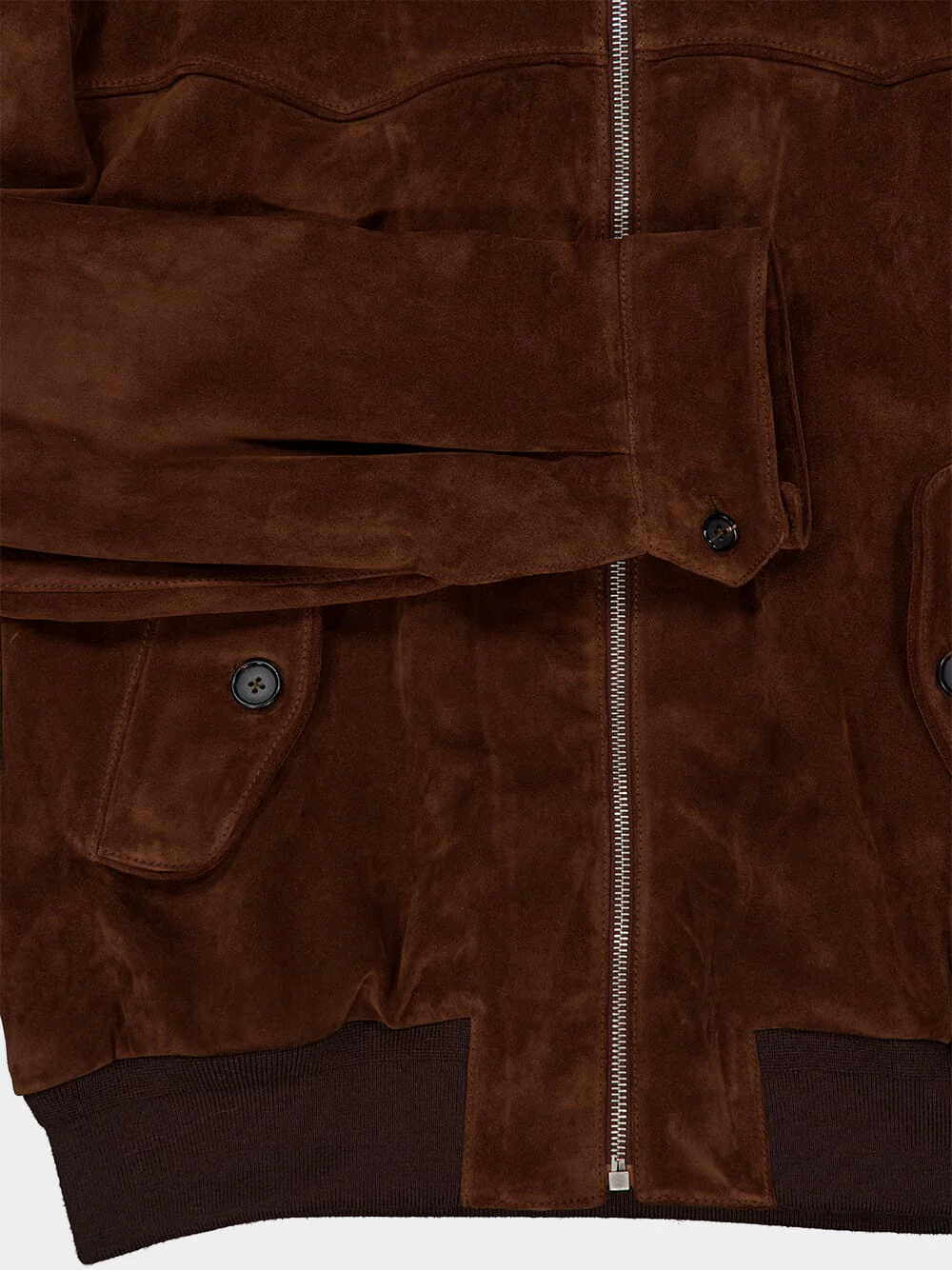 Dark Brown Suede Blouson Jacket - Image 8