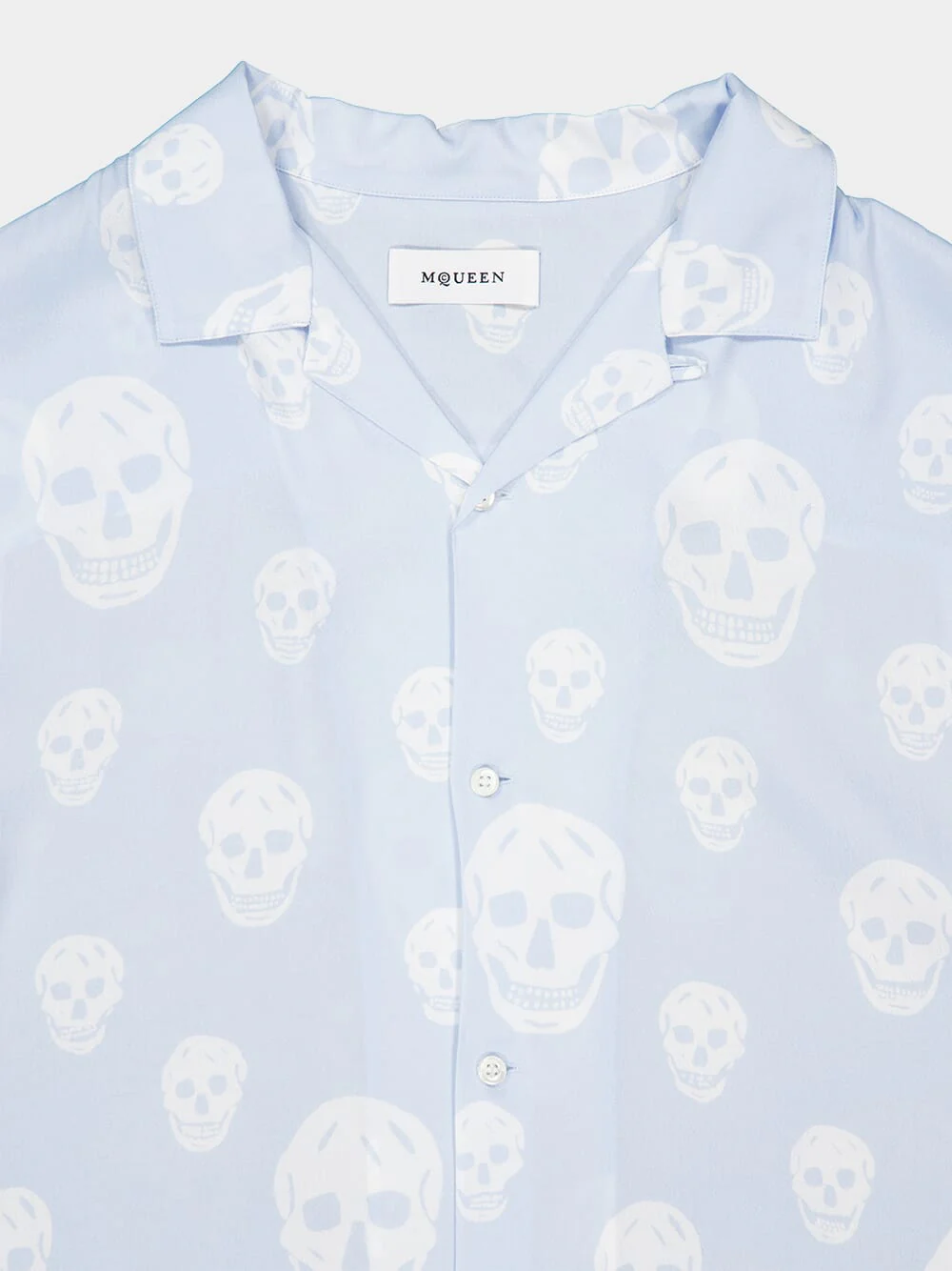Light Blue Skull Print Hawaiian Shirt - Image 5
