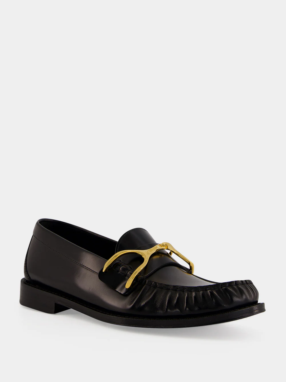 Black Wishbone Leather Loafers - Image 2