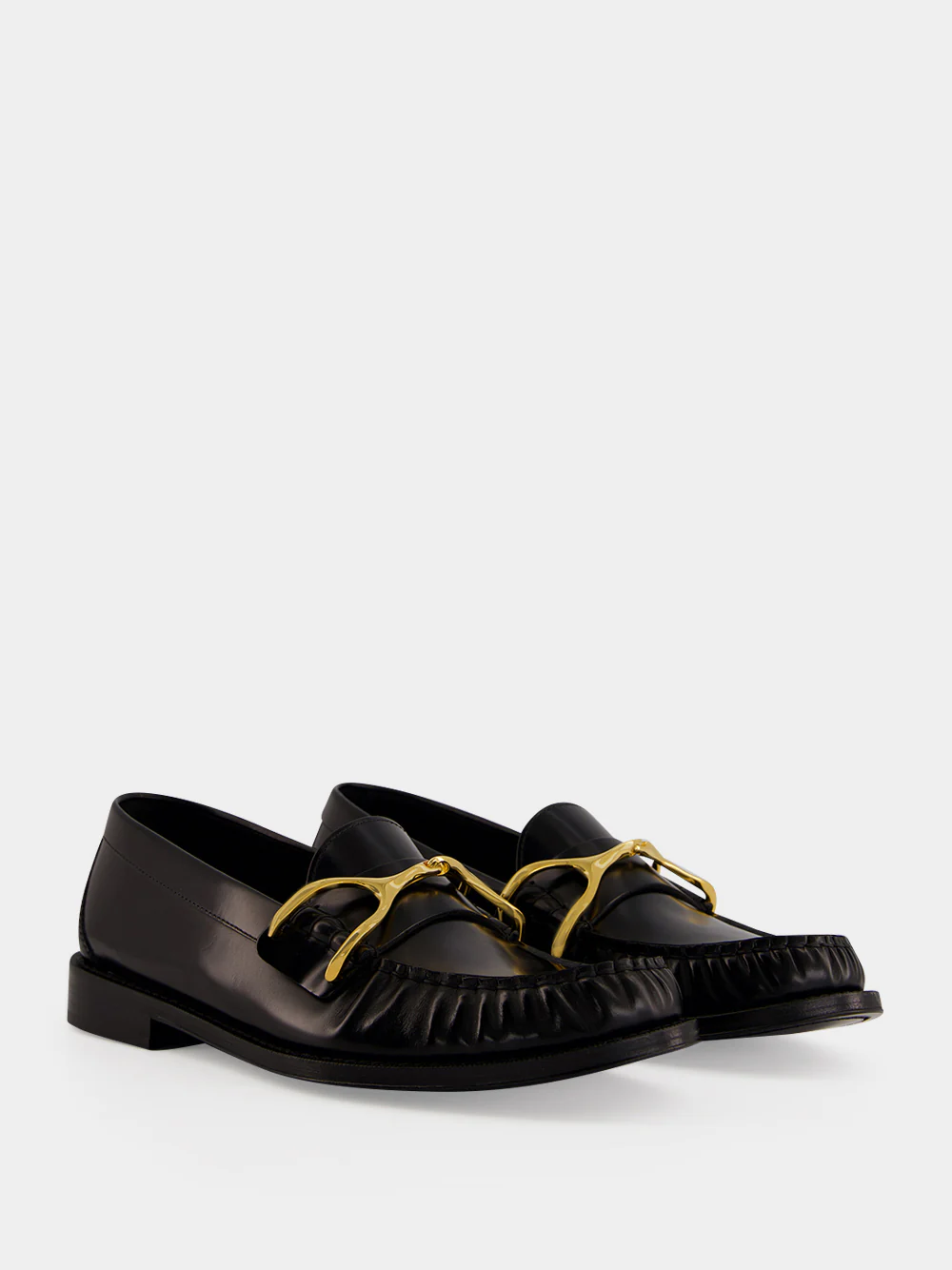 Black Wishbone Leather Loafers - Image 3