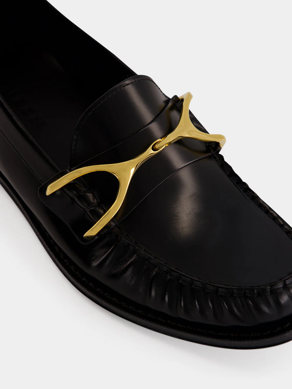 Black Wishbone Leather Loafers - Image 7