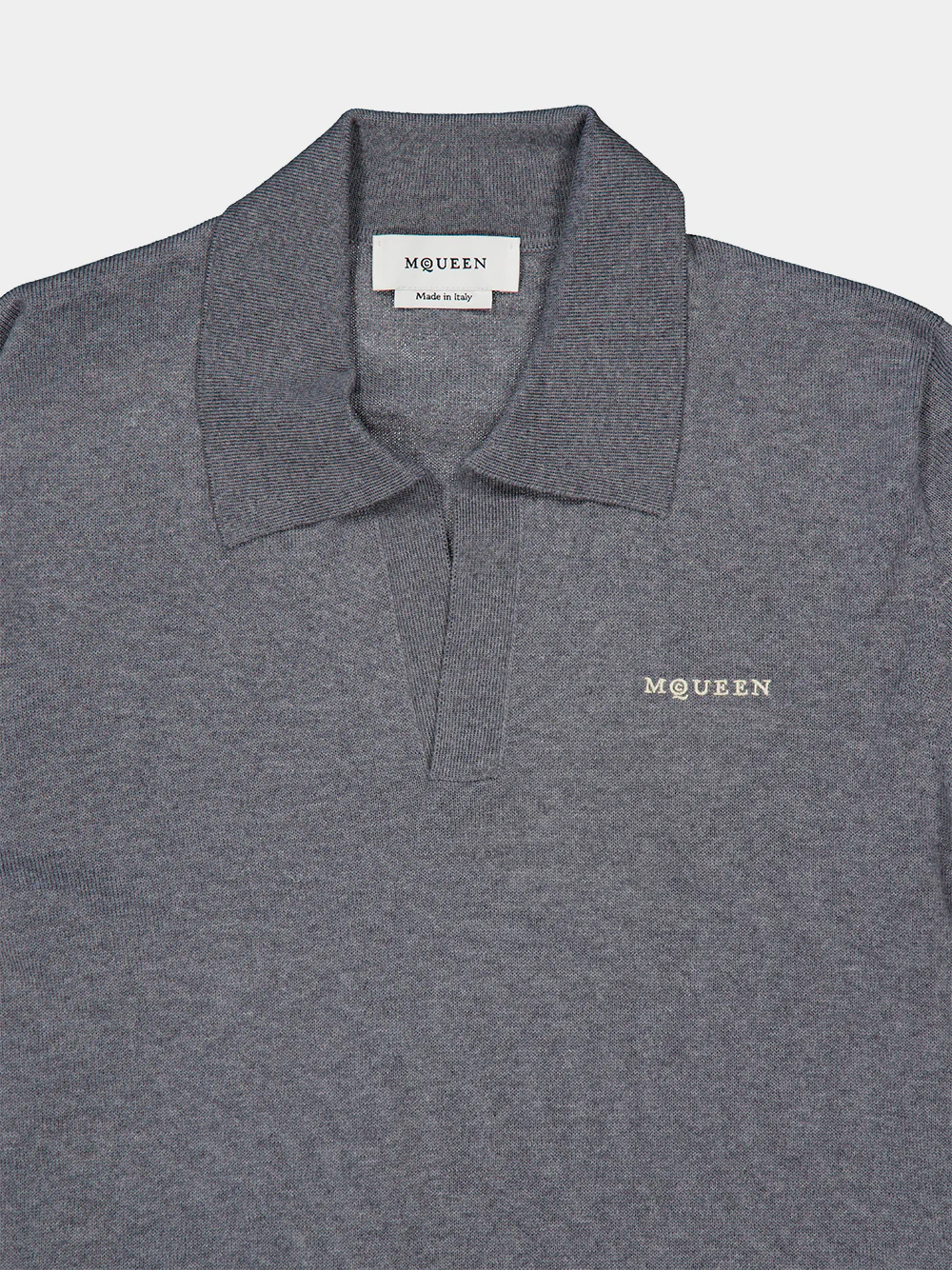 Grey Wool Short Sleeve Polo - Image 3