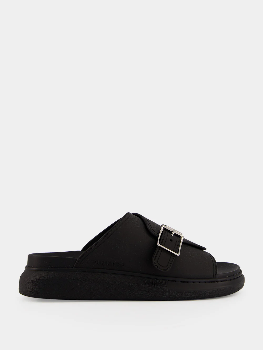 Black Single Strap Leather Sandals