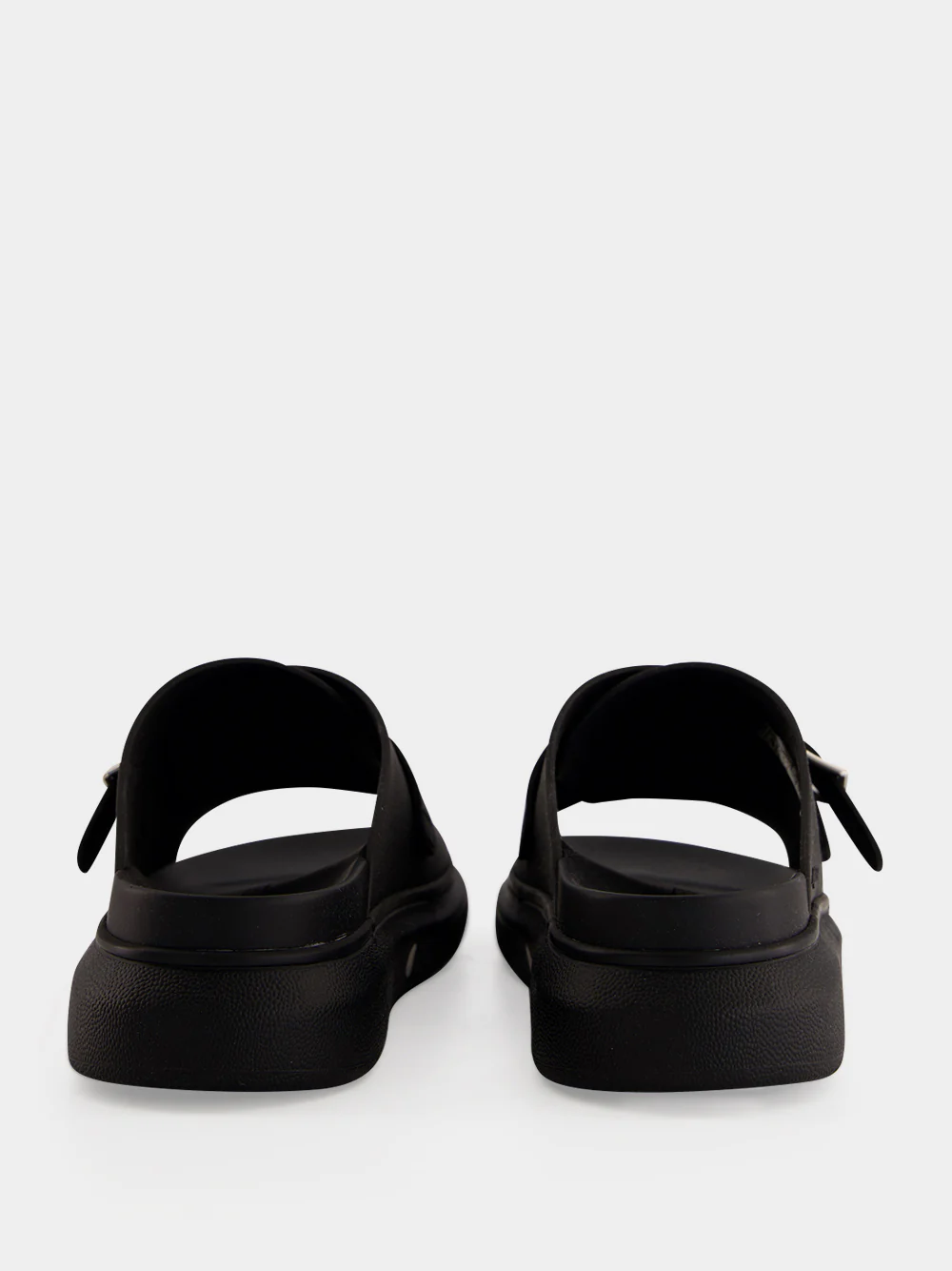 Black Single Strap Leather Sandals - Image 5