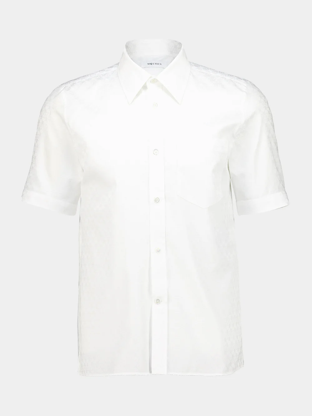 White Cotton Short Sleeve Shirt