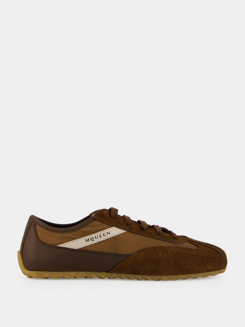 Brown Boxe Mixed-Media Sneakers