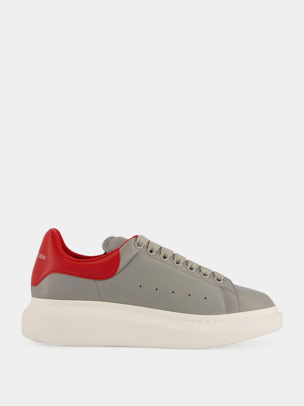 Grey and Red Oversized Leather Sneakers