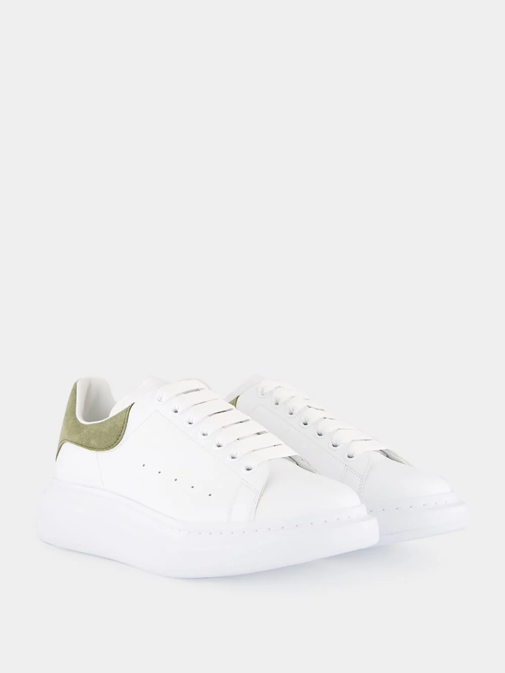 White and Olive Green Oversized Sneakers - Image 3