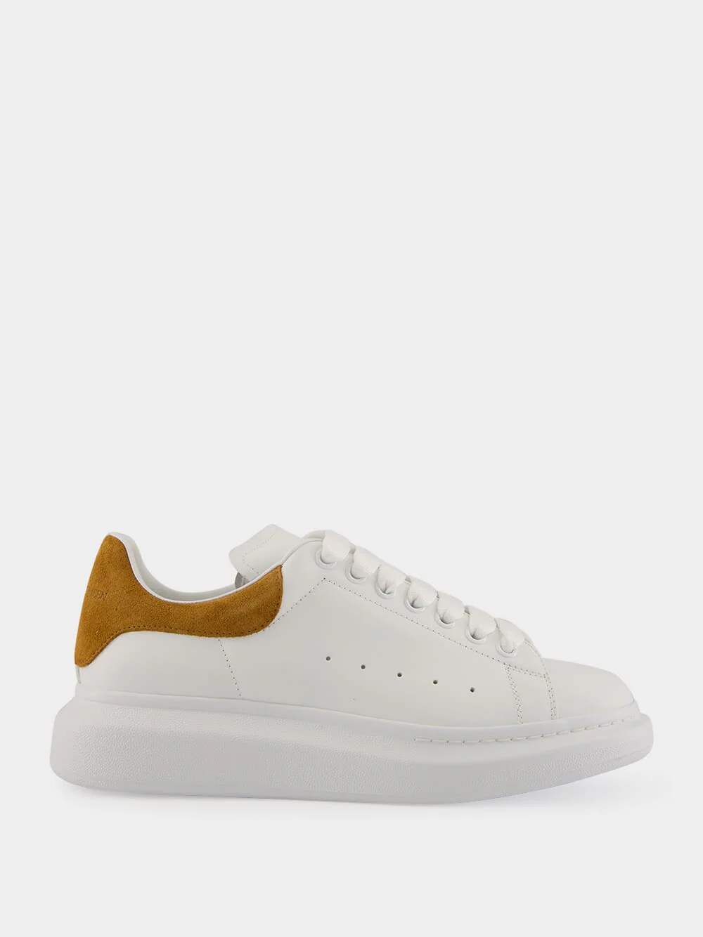 White and Tan Oversized Sneaker in Calf Leather