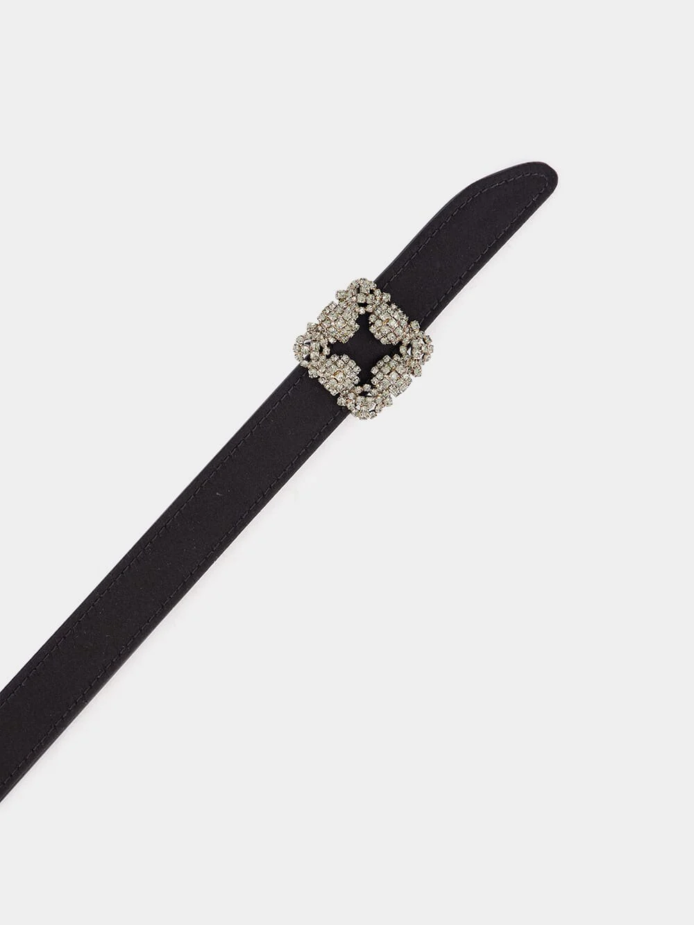 Black Hangisi Belt Mini Satin Crystal Buckled Belt - Image 2