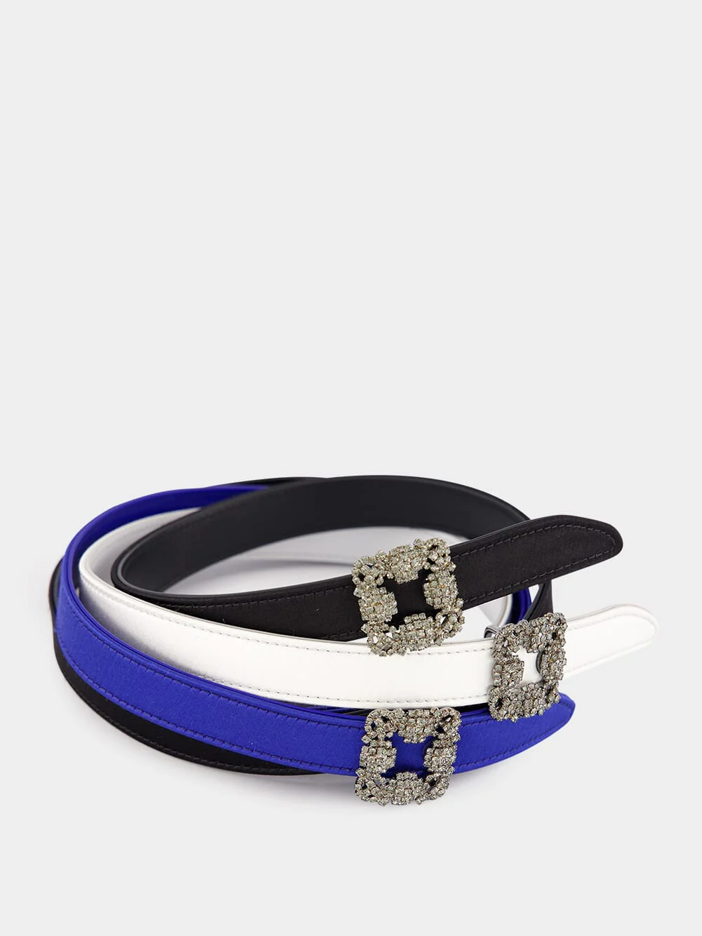 Black Hangisi Belt Mini Satin Crystal Buckled Belt - Image 3