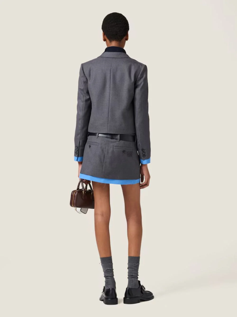 Anthracite Gray Gabardine Miniskirt - Image 4