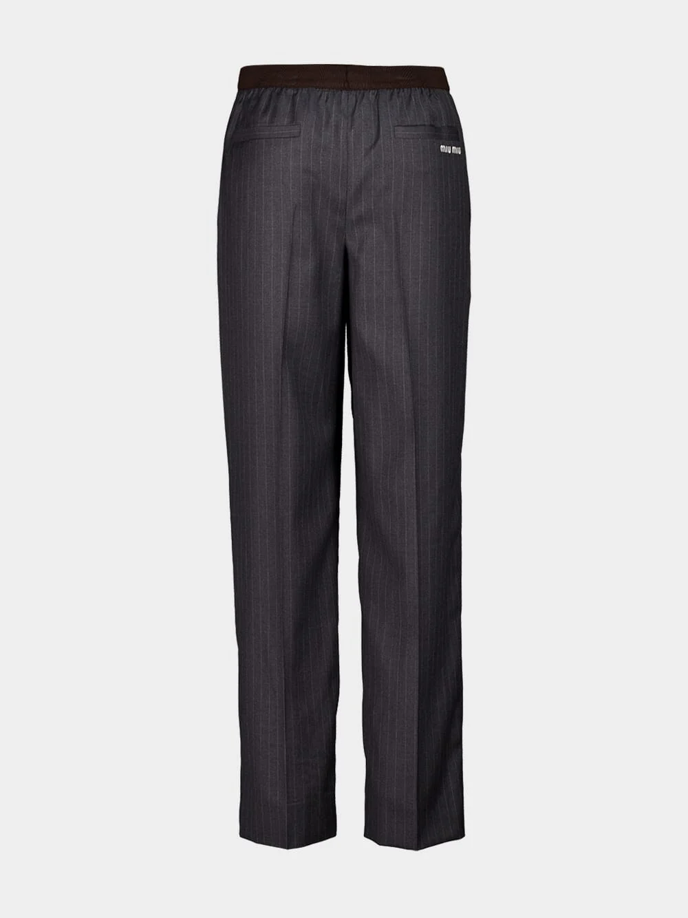 Ardesia Grey Wide-Leg Striped Wool Trousers - Image 2