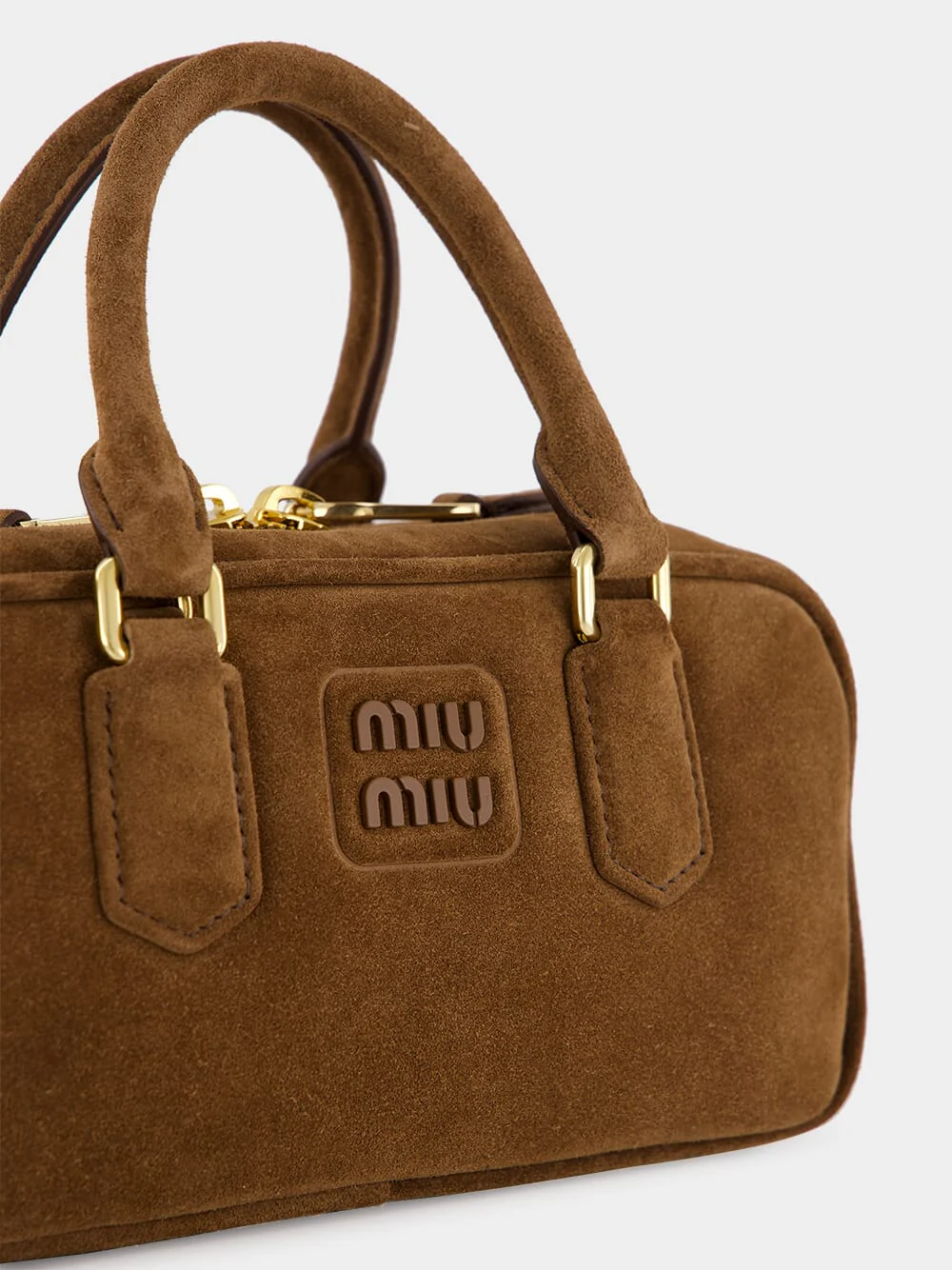 Cocoa Brown Suede Arcadie Top-Handle Bag - Image 8