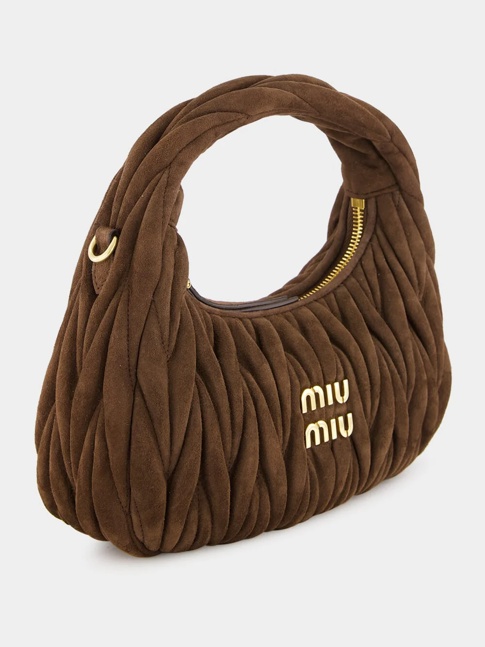 Dark Brown Wander Matelassé Suede Hobo Bag - Image 3