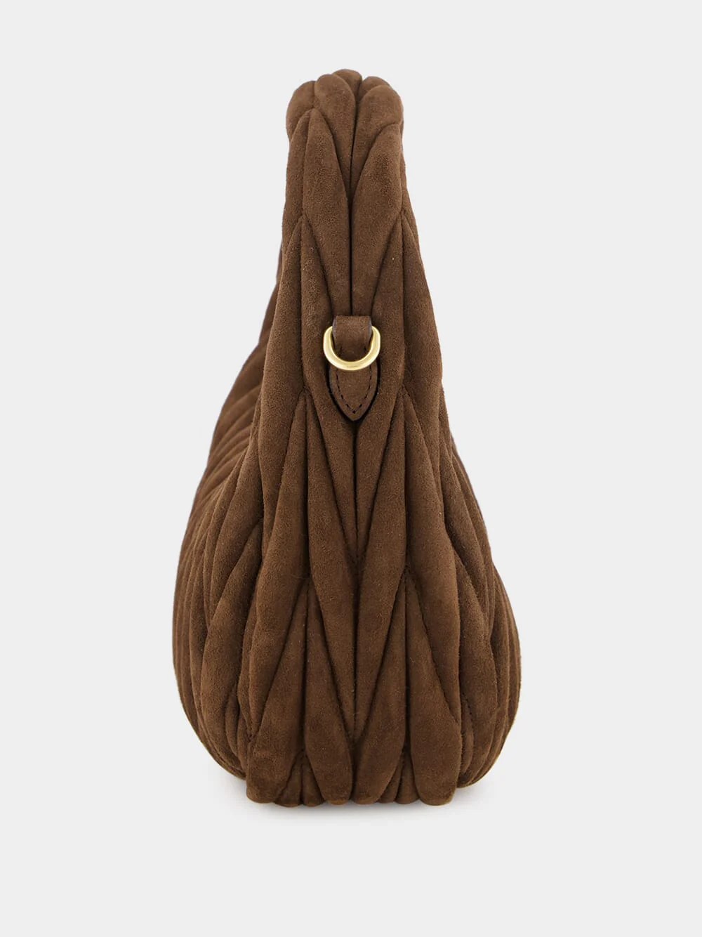 Dark Brown Wander Matelassé Suede Hobo Bag - Image 4