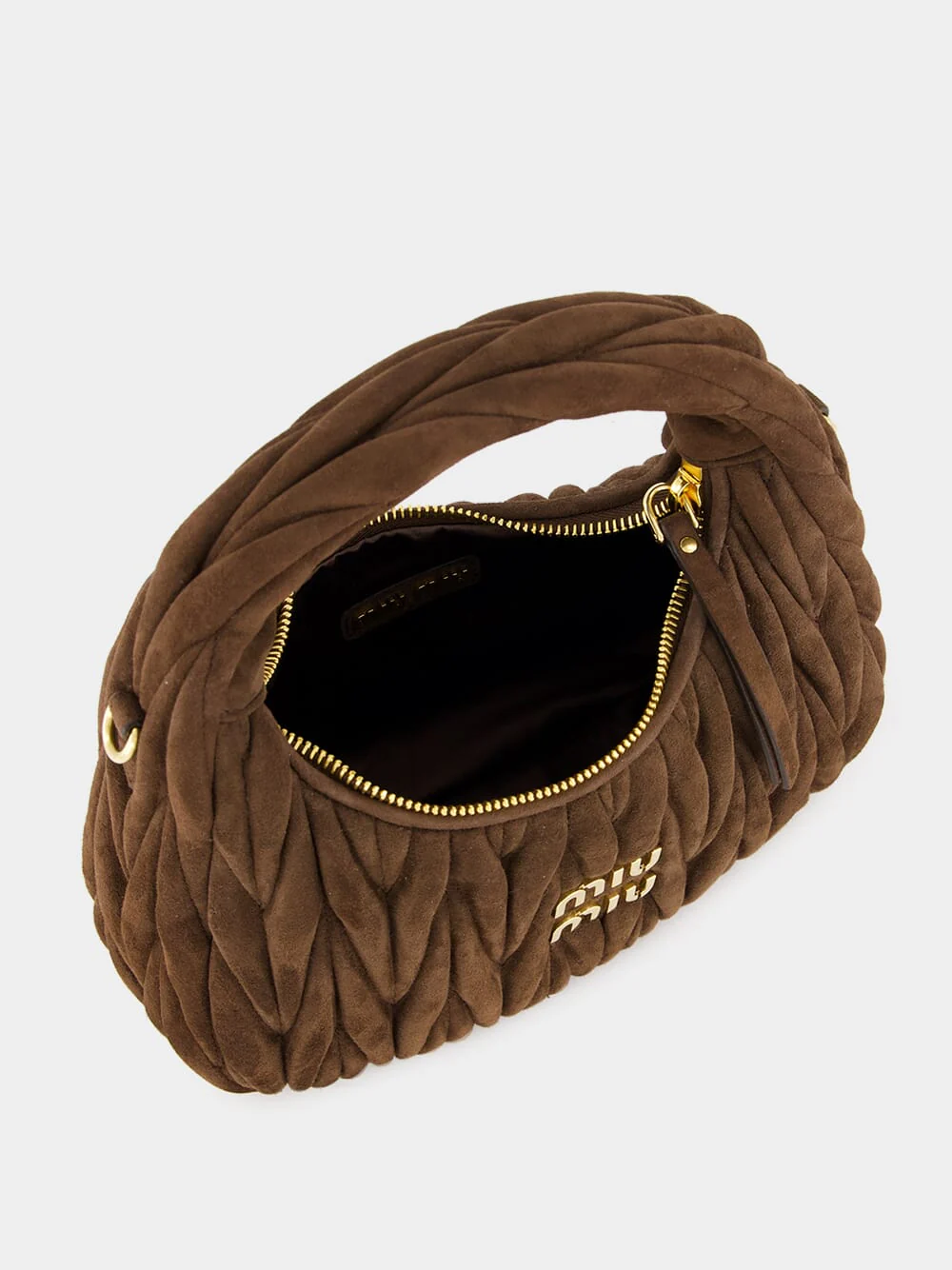 Dark Brown Wander Matelassé Suede Hobo Bag - Image 6