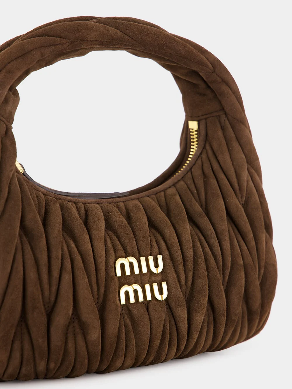 Dark Brown Wander Matelassé Suede Hobo Bag - Image 7