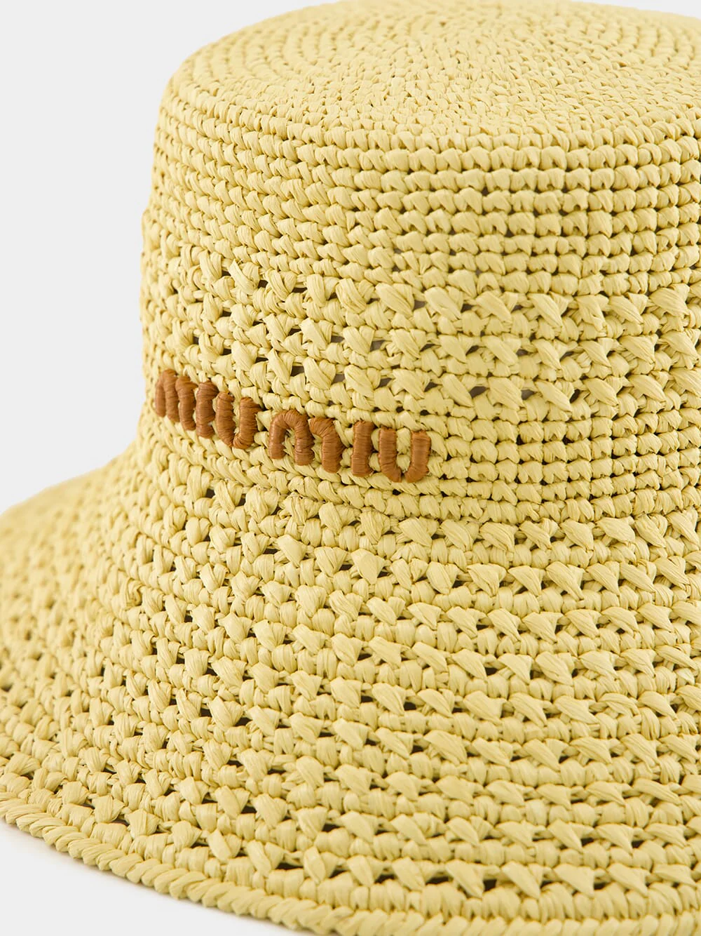 Beige and Cognac Raffia Hat - Image 3