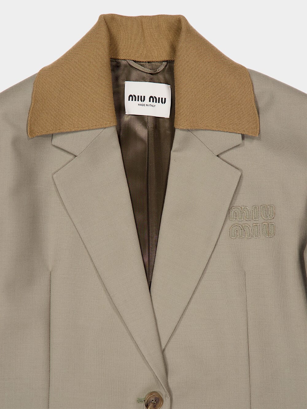 Beige Kid Mohair Single-Breasted Jacket - Image 5