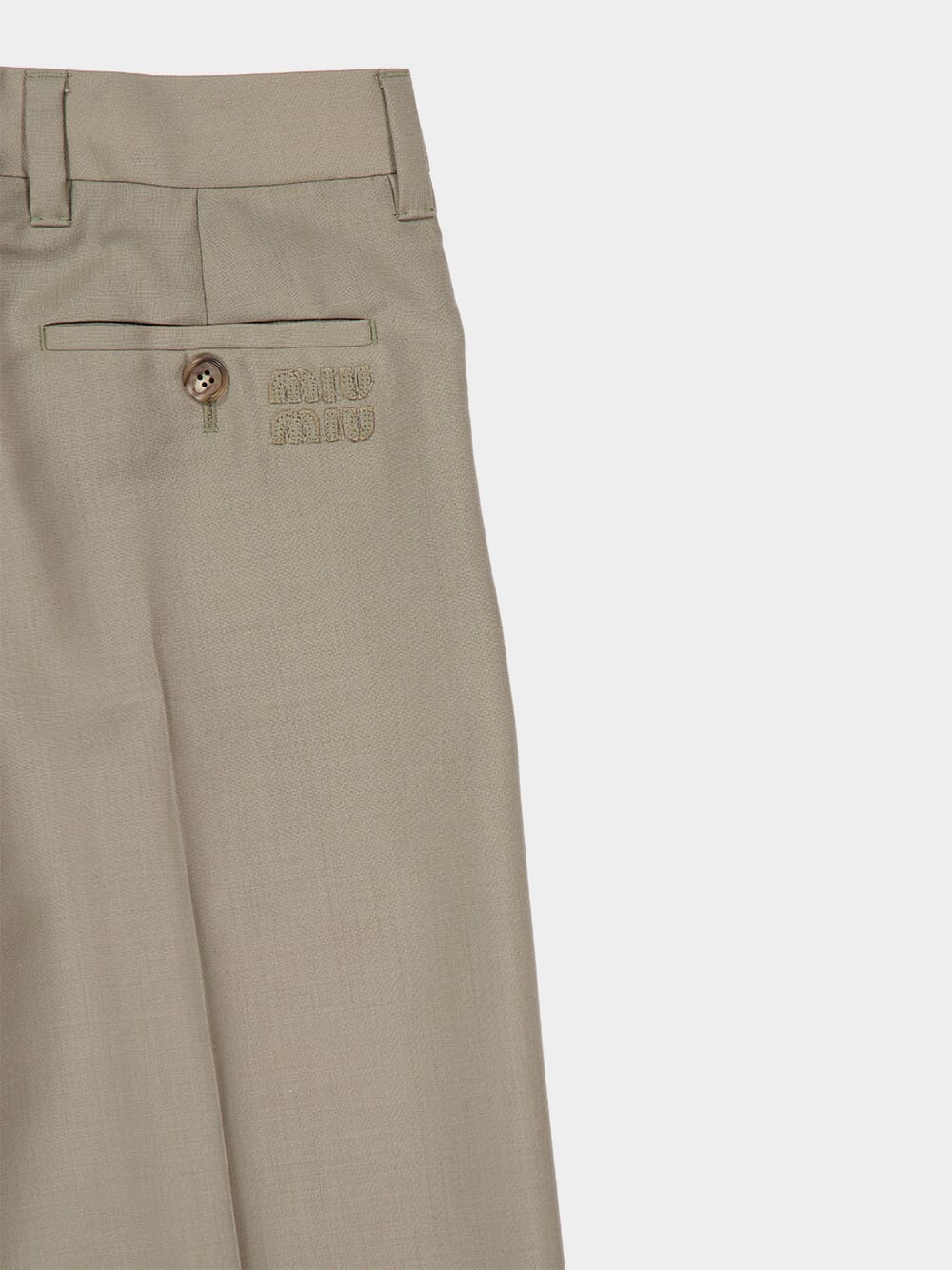 Beige Kid Mohair Straight-Leg Pants - Image 4