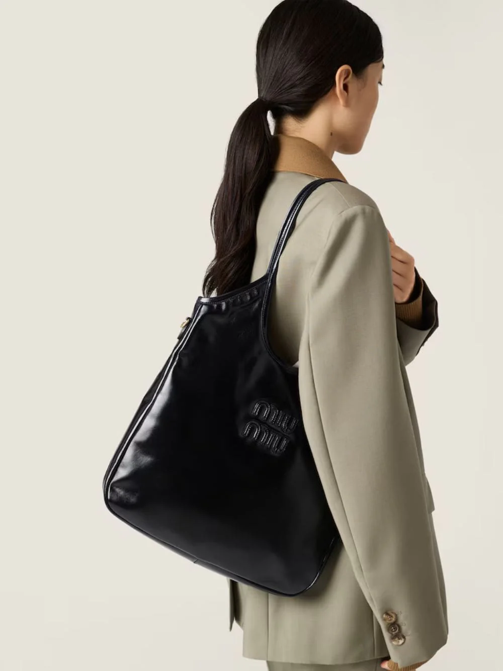 Black Leather Ivy Tote Bag