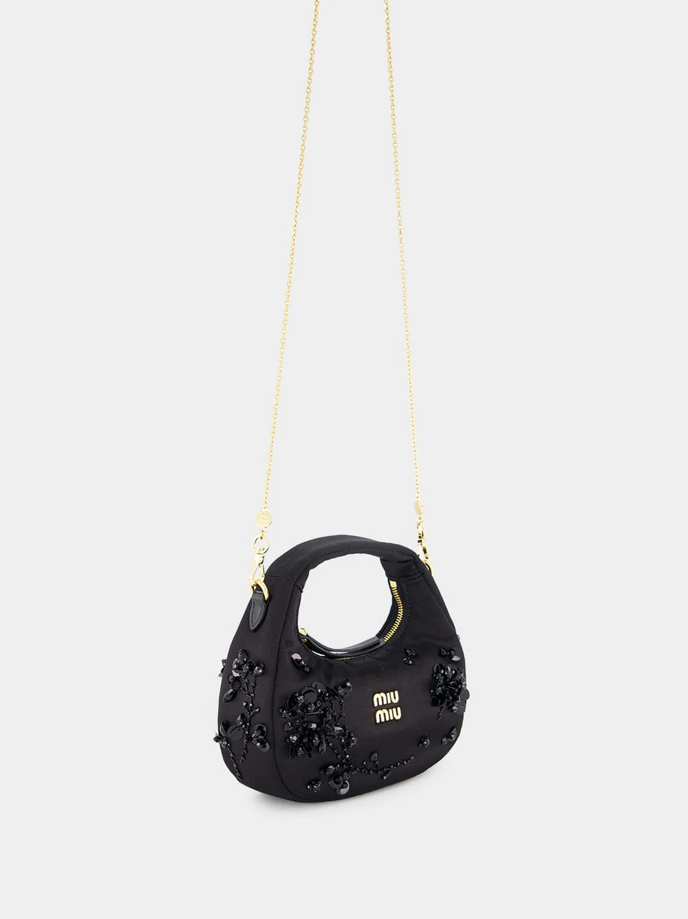 Black Wander Embroidered Satin Duchesse Mini Bag - Image 3