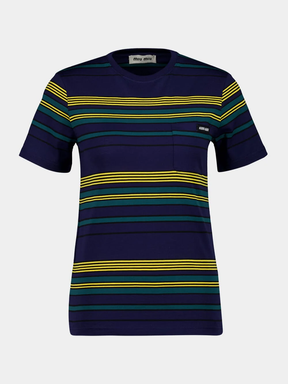 Blue and Green Striped Jersey T-Shirt