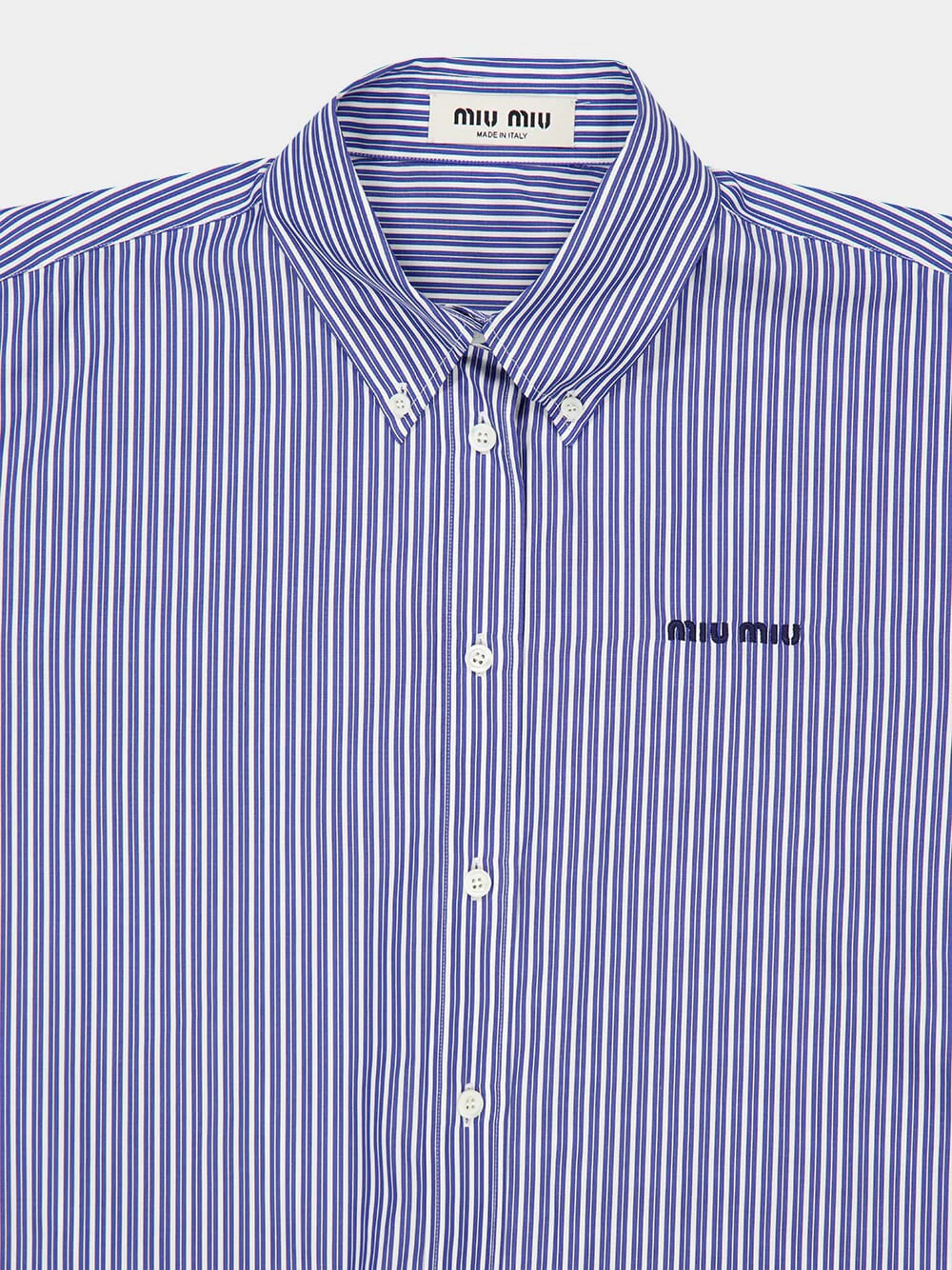 Blue Striped Cotton Shirt with Thread Embroidery - Image 3