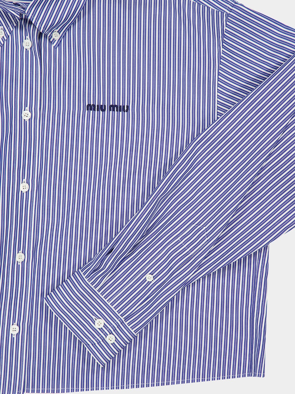 Blue Striped Cotton Shirt with Thread Embroidery - Image 4