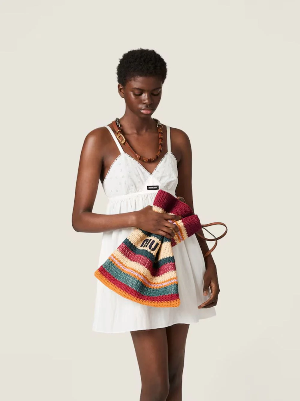 Bordeaux and Natural Raffia-Effect Woven Tote Bag - Image 4
